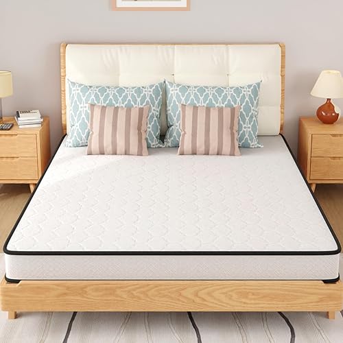 BLKMTY Colchón tamaño Queen de 6 pulgadas, colchón de resortes interiores con colchón de espuma de alta densidad, colchón de resortes individuales,