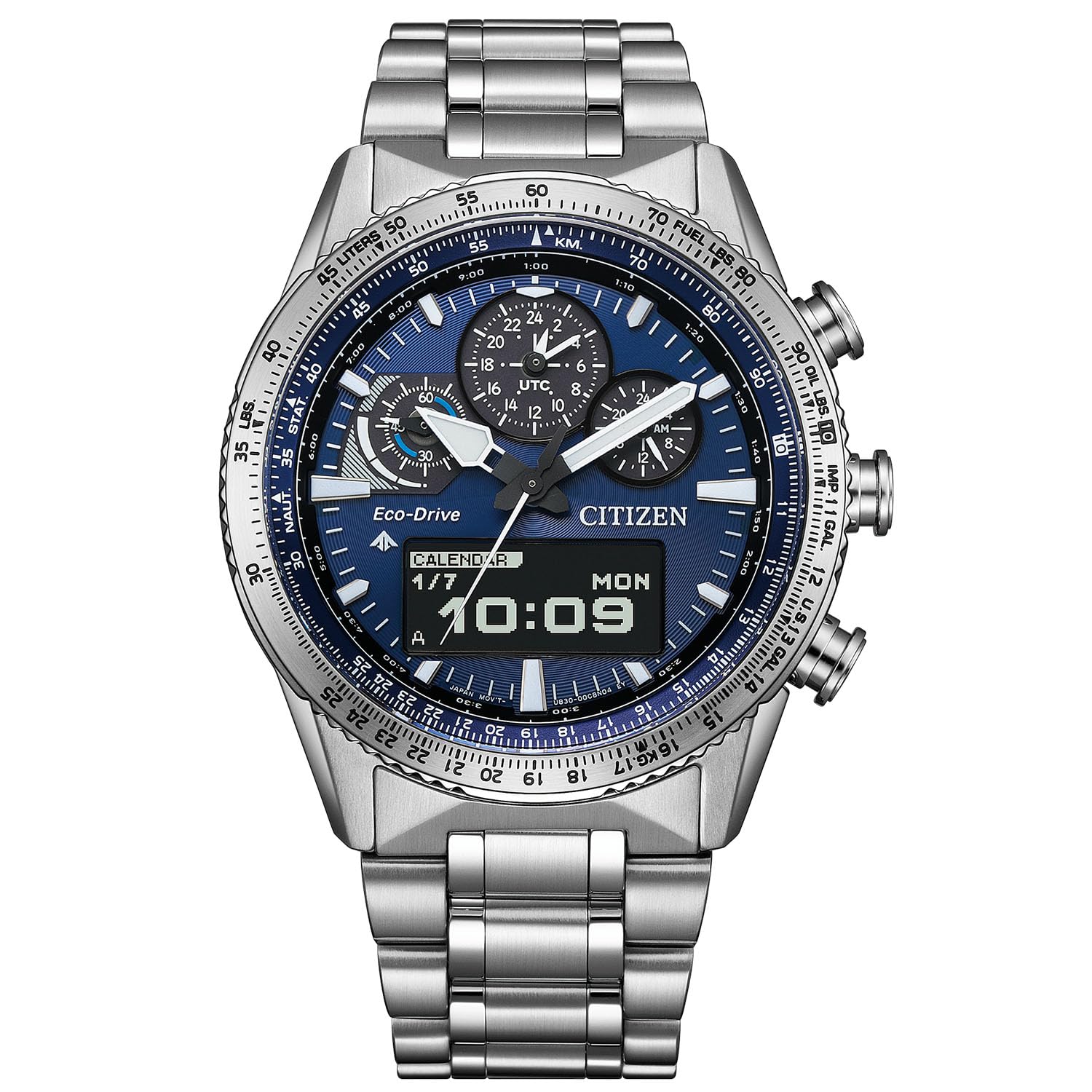 [Citizen] 腕時計 プロマスター アナデジ クロノグラフパイロットウオッチ 防水 SKY 青 銀 JV2000-51L メンズ シルバー