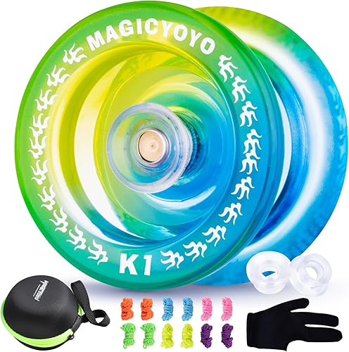 Responsive Yoyo K1 Plus  Yoyo de plástico para niños principiantes, trucos profesionales de yoyo para girar, con adultos, 12 cuerdas YoYo + bolsa