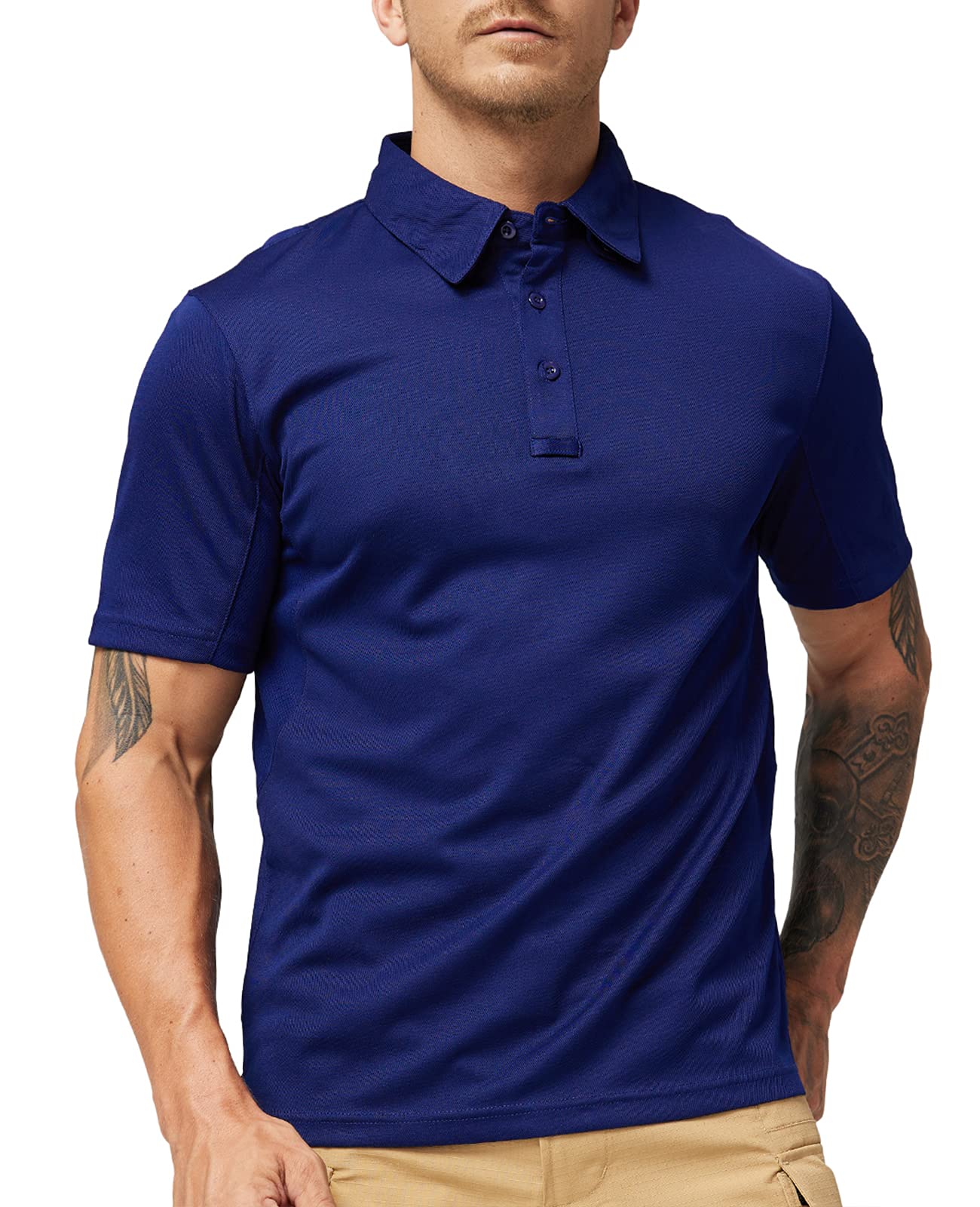 MIERMen's Outdoor Performance Tactical Polo Shirts Long and Short Sleeve, Moisture-Wicking