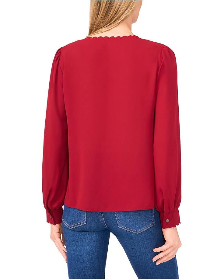 CeCe Long Sleeve Button Down Scalloped Top - #2 of 3