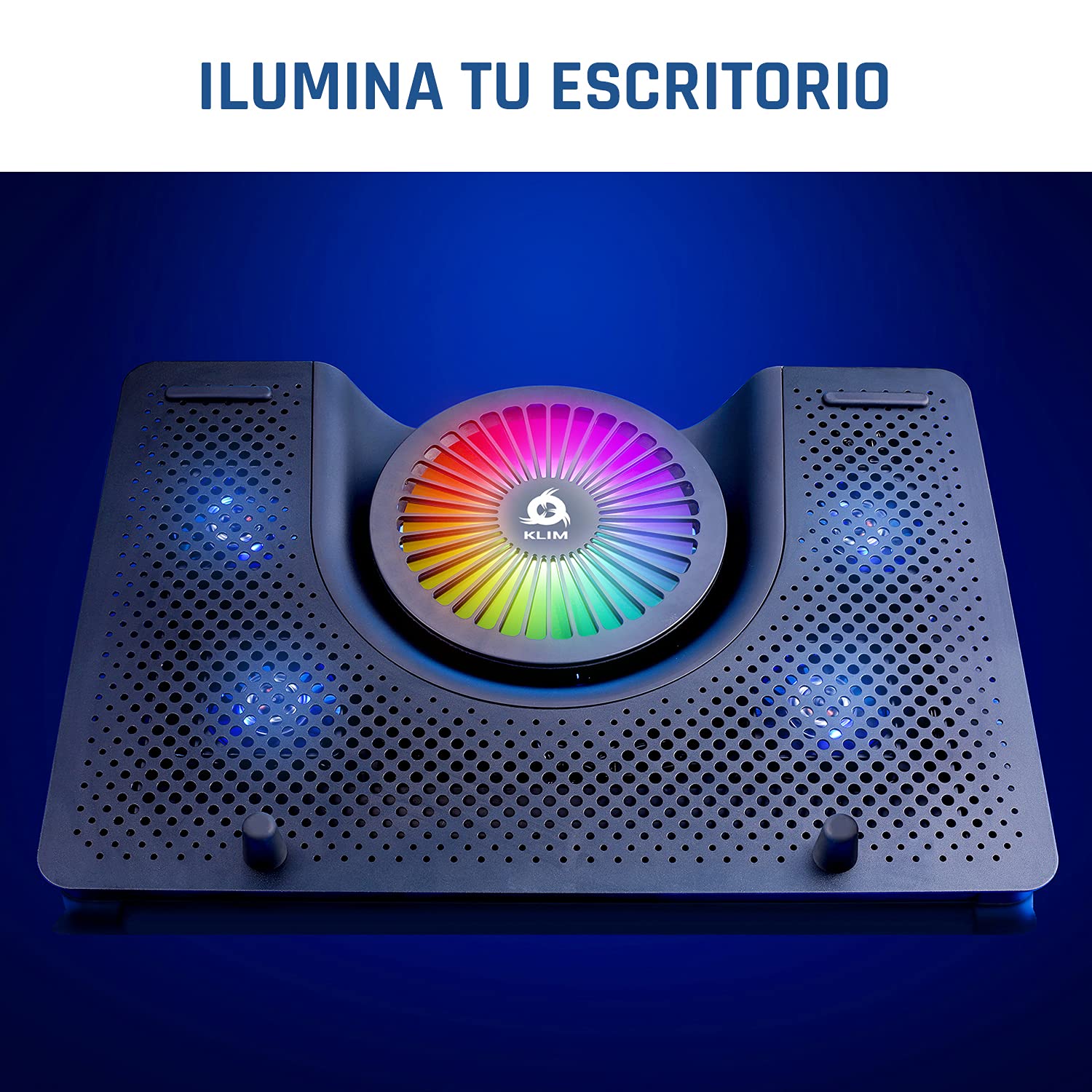 KLIM Nova - Base Refrigeradora Portatil RGB - 11" a 17" - Estable y silenciosa - Panel de Metal - Refrigerador Portátil Gaming Compatible con Mac y PS4 PS5 - Nueva Versión