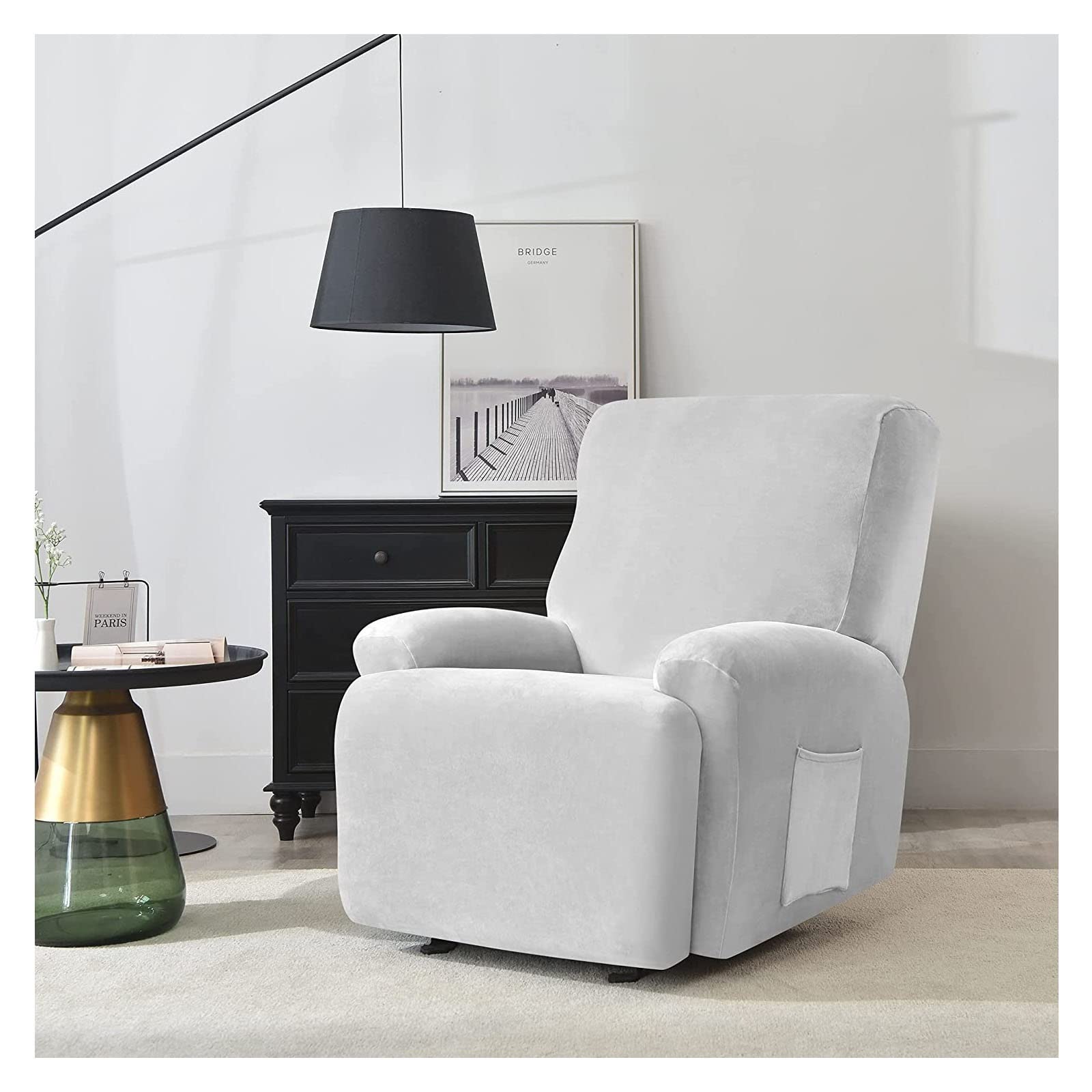 Funda de sillón relax elástica para evitar manchas con terciopelo antideslizante