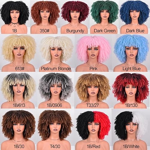 Miniatura 4 de Pelucas rizadas tipo afro para mujeres negras, pelucas rizadas de 12 pulgadas hechas a máquina, pelucas rizadas Afro Bomb de aproximadamente 9.88
