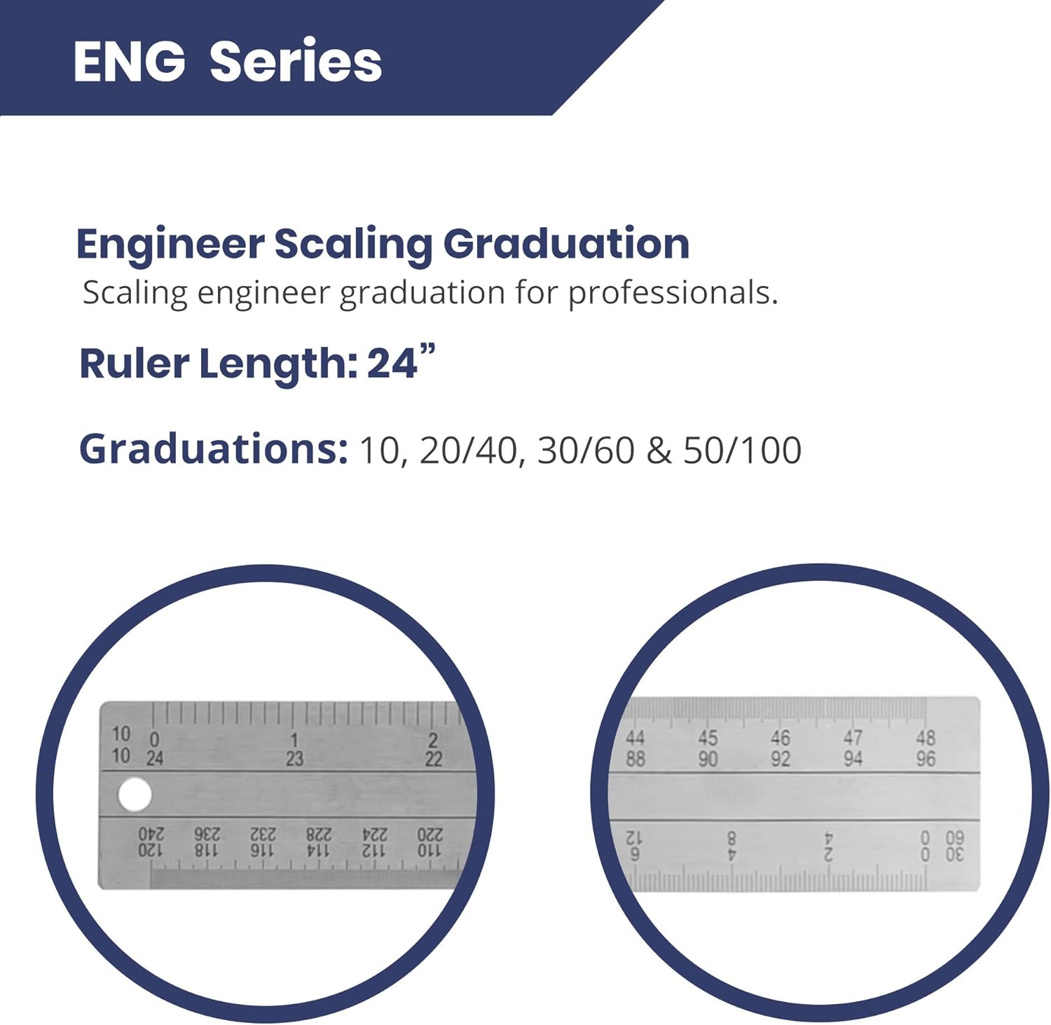 Pacific Arc 24 Inch Engineer Scaling Ruler, Graduations in 10, 20/40, 30/60 and 50/100 Scale