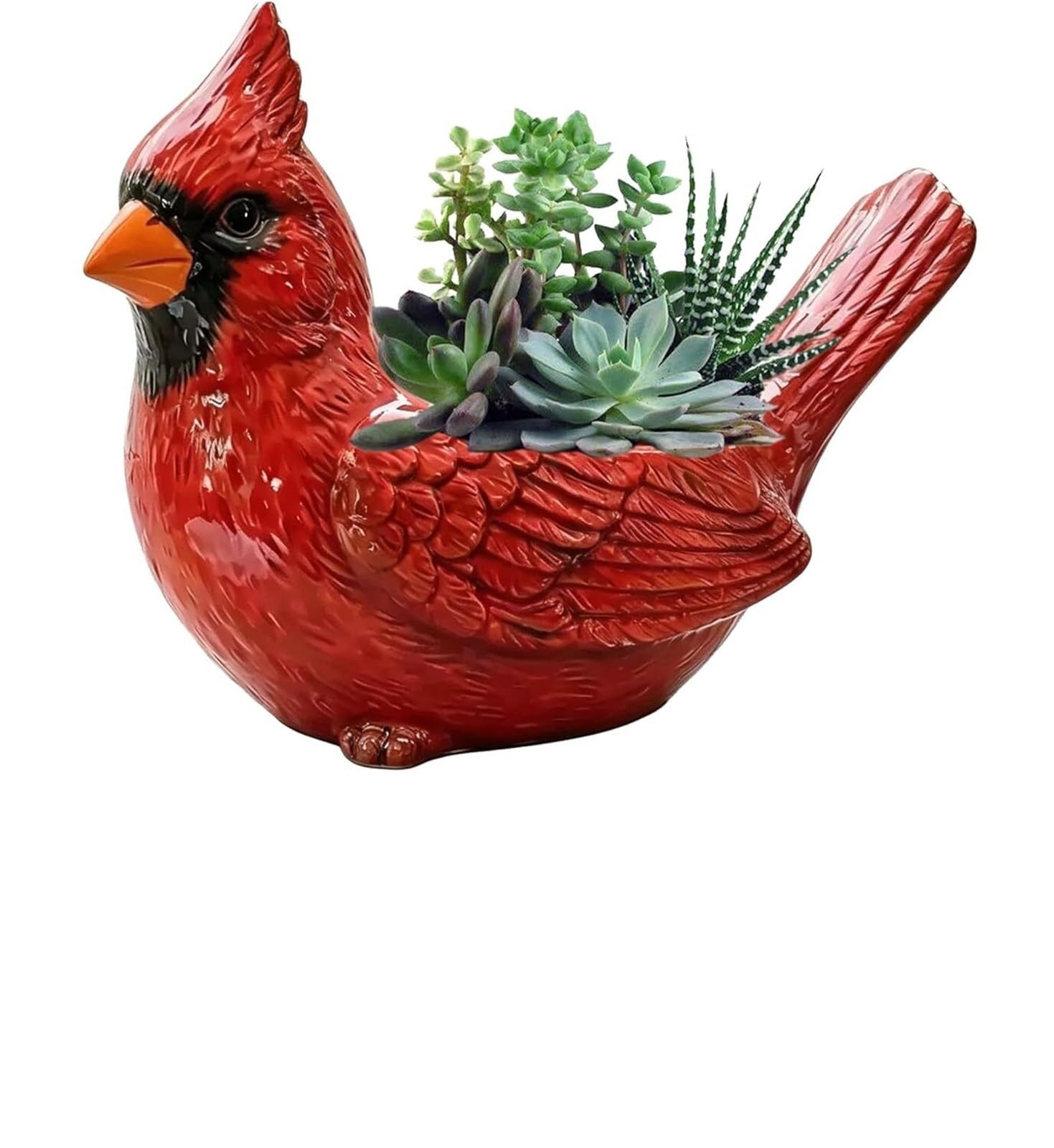 ANQKYO Cardinal Bird Succulent Planter Unique Resin Red and Humming Nature-Inspired Gardening & Cute Animal Shaped Yard Decor For Plants