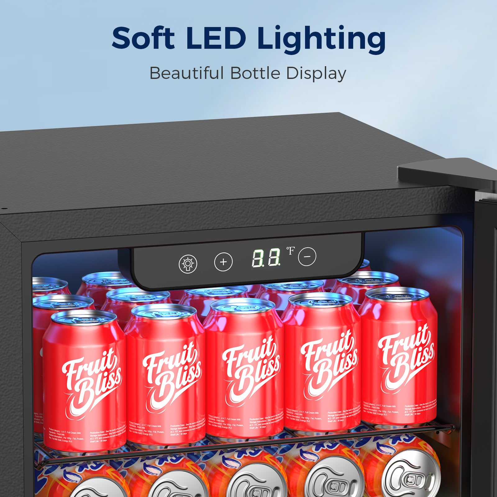 Beverage Refrigerator, 50 Cans Commercial Mini Fridge Cooler, 1.3 Cu.Ft With Glass Door, Adjustable Shelves, Digital Temperature Freestanding Small Drink Fridge Soda Beer Or Wine For Home Dorm Bar on Fridge.com - View 4