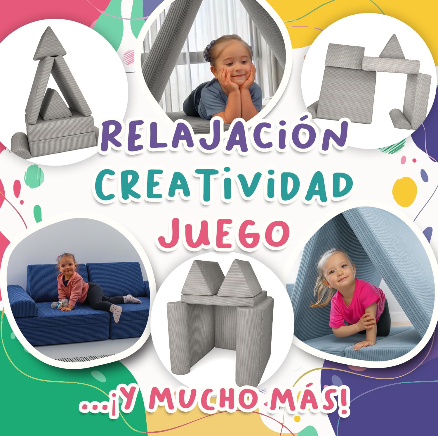 POKAR Colchón Plegable para Sofá Modular Niños | Colchón 160x80x8 cm en Espuma con Funda de Pana Suave | Accesorio Compatible con Sofá para Niños Infantil | Certificado Öko-Tex | Caramelo Cálido