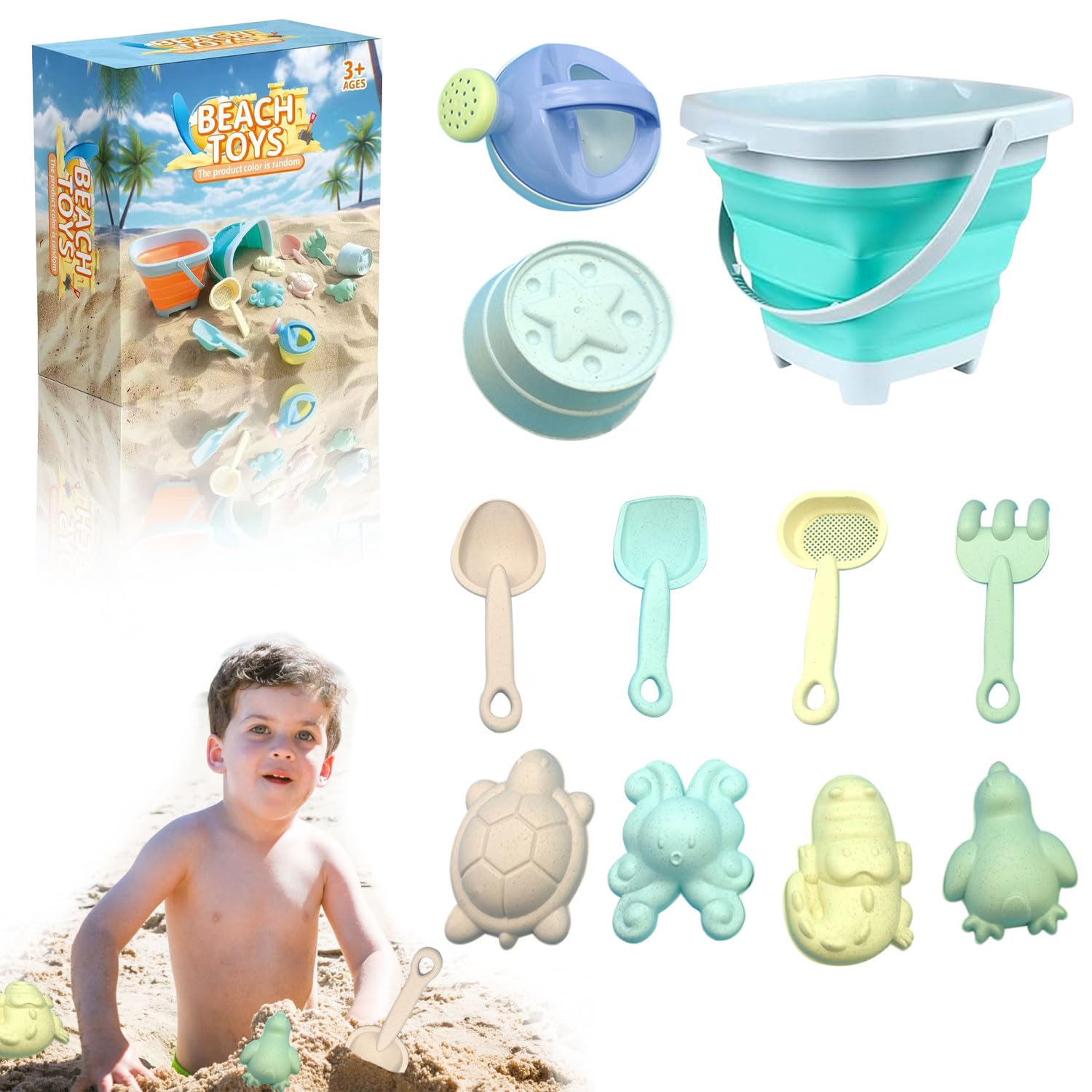Emafymb Juguetes Playa, 11 Piezas Juguetes de Playa para Niños, Juegos Playa Niños, Set de Playa para Niños, Juego de Juguetes de Playa, Juguetes Arena Niños para 1-3 Niñas Niños