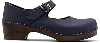 Handmade Swedish Wood Clogs for Women, Low Heel Sandals | Mary Jane