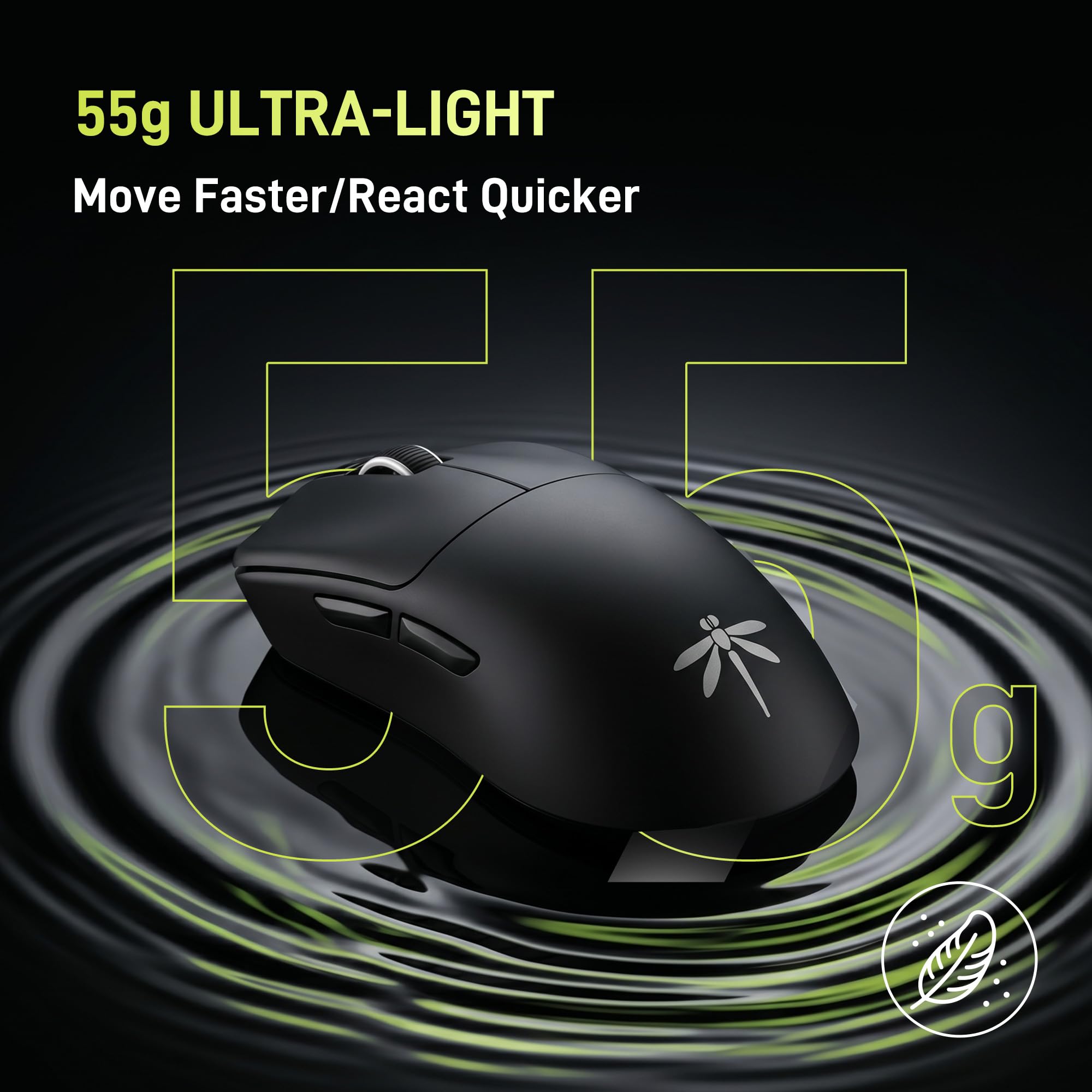 VGN F1 Pro Max Lightspeed Souris de jeu sans fil avec double mode 2,4 G/Type-C filaire - Capteur 26 K - 26 000 DPI - 55 g - Légère - 6 boutons programmables - Jusqu'à 200 h d'autonomie de la batterie