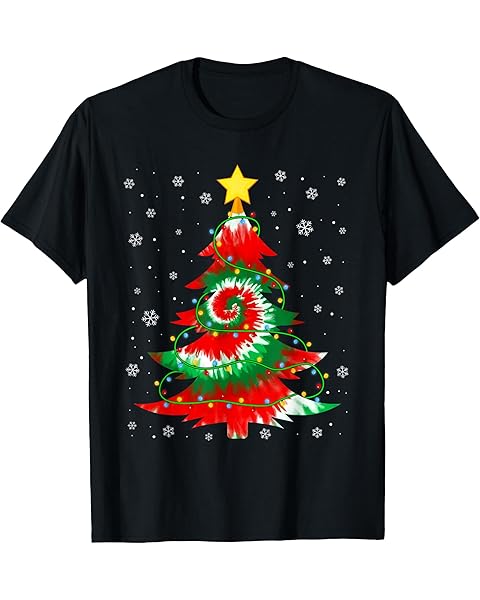 Funny Merry Christmas Tree Tie Dye Xmas Tree Women Men T-Shirt