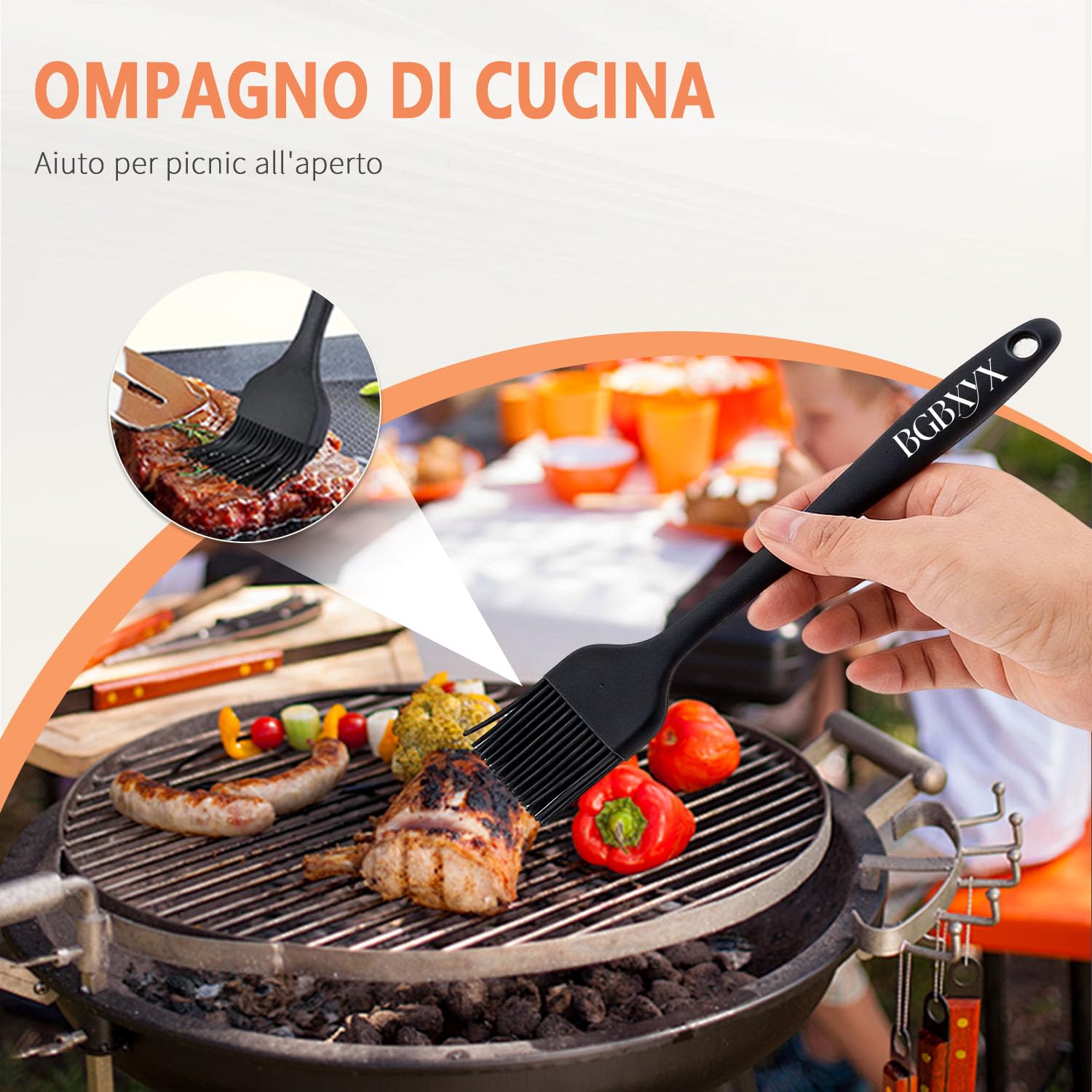2 Spazzole Pennello Cucina Silicone, senza BPA Pasticceria per Spennellare Olio, Salse e Marinature, Adatte per Forno, Barbecue, Pasticceria e Cucina, 2 Misure (Grande e Piccola)