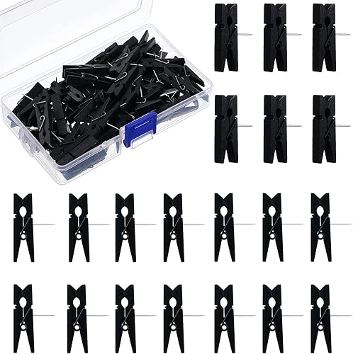 50 clips de madera para empujar, pasadores decorativos para tablero de corcho, obras de arte, notas, fotos, proyectos de manualidades, oficinas