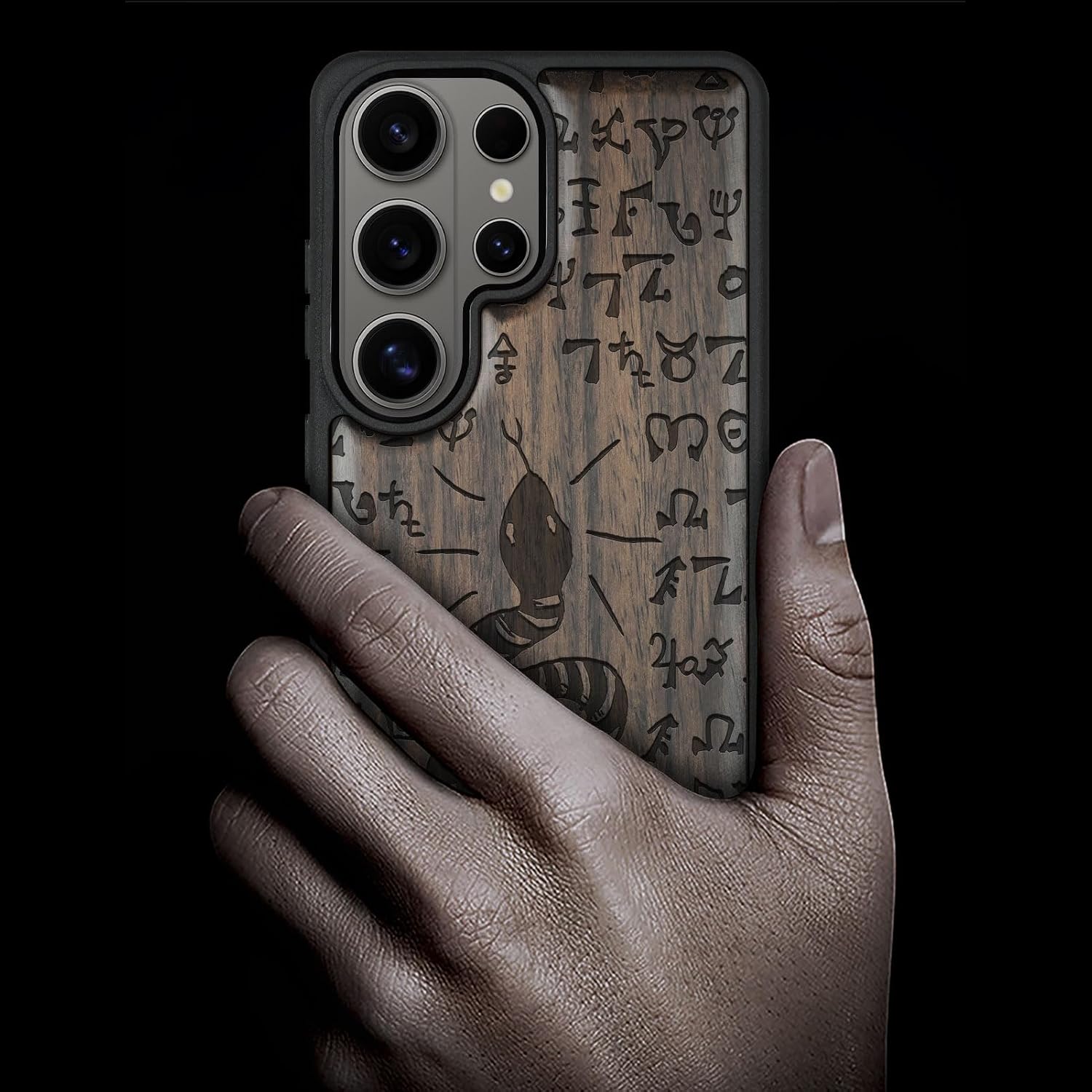 Carveit Magnetic Wooden Case for Samsung Galaxy S26 Ultra Case 2026, TPU Shockproof Cover & Wood Artisan Engraved, Compatible with MagSafe Wireless Chargers (Mystic Snake & Spells) Blackwood