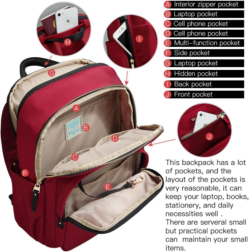 Get Special Price Wolfrealm Laptop Backpack Purse for Women Fashion Business Travel Shoulder Bag,Black fit 14.1 inches