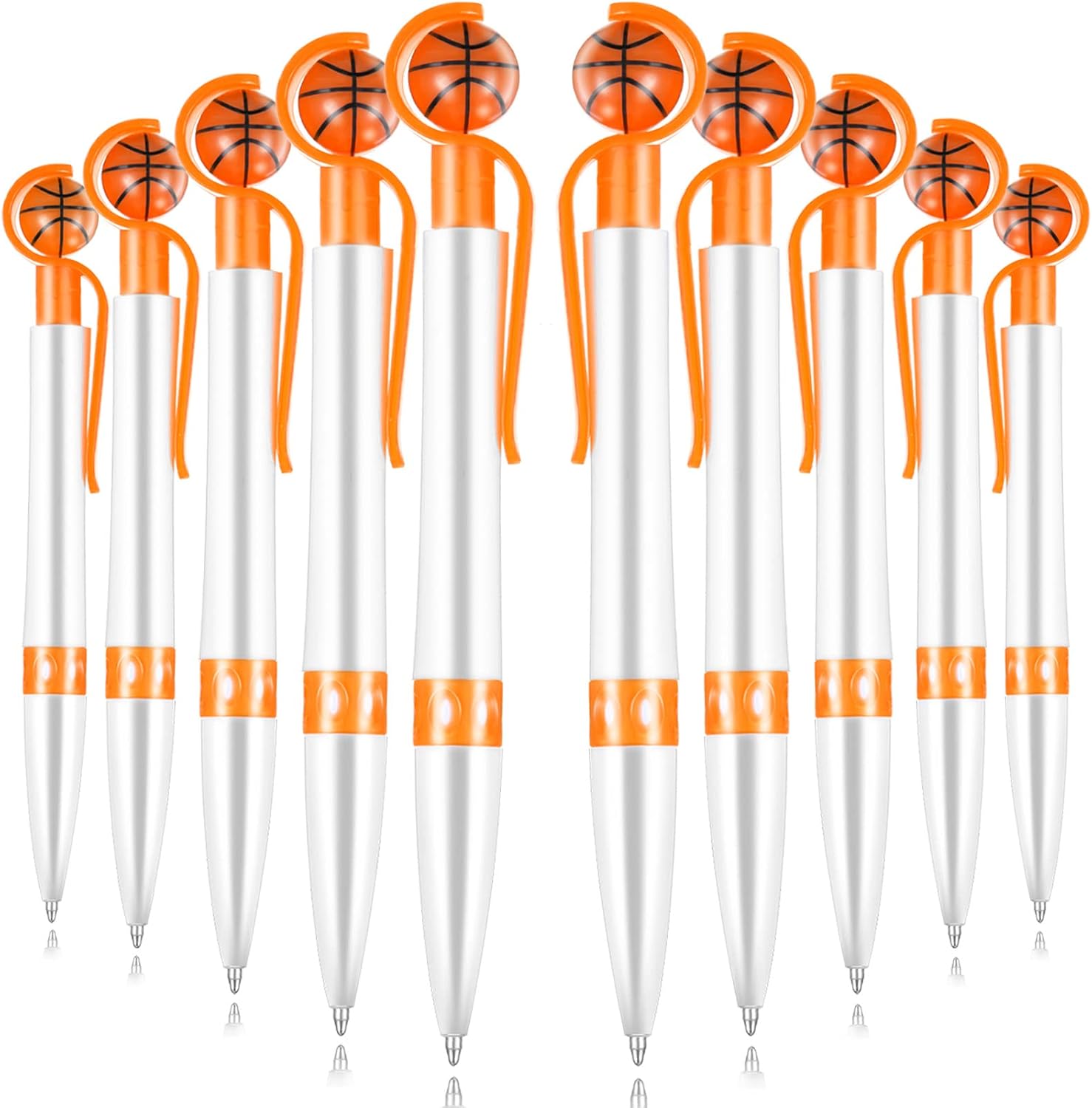 8-Pack Basketball Theme Pens - Rotating Sports Ballpoint Pens For School & Office