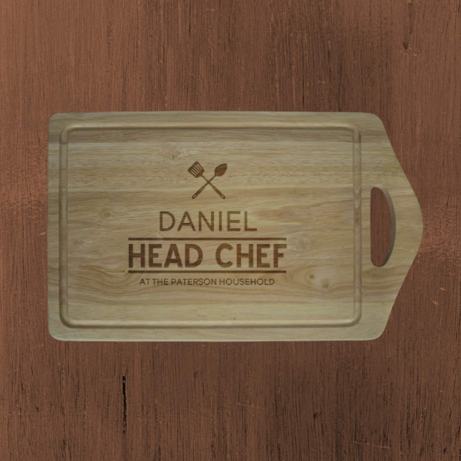 Be-Creative Tabla de cortar de madera personalizada, regalo grabado con láser, tamaño extra grande 450 mm x 280 mm, estilo 7