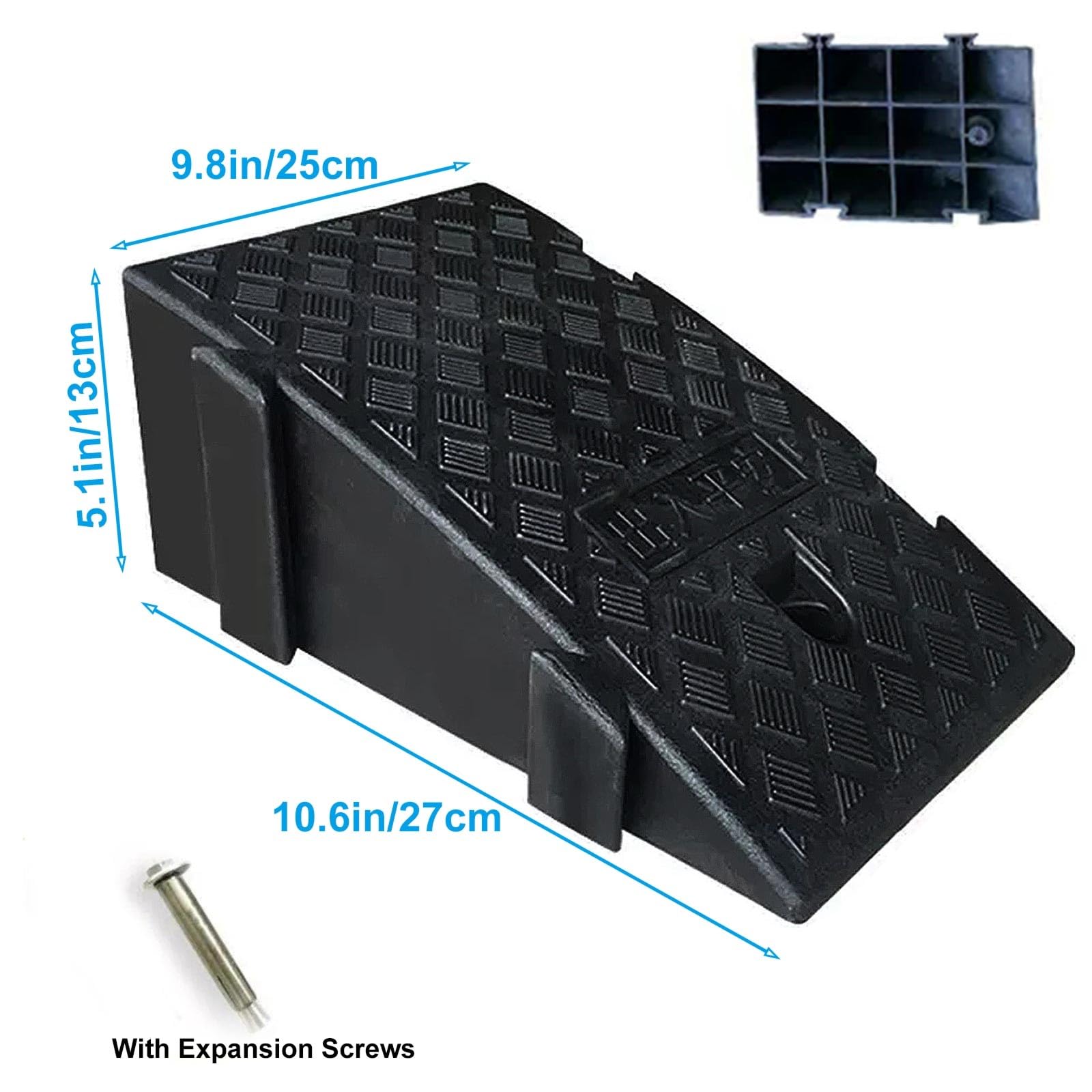 Generisch Robuste, tragbare Bordsteinrampe für Rollstühle und Fahrzeuge – Langlebige Kunststoff-Schwellenrampe, ideal für Einfahrten und Gehwege – 13 cm hoch, gelbes Sicherheitsdesign
