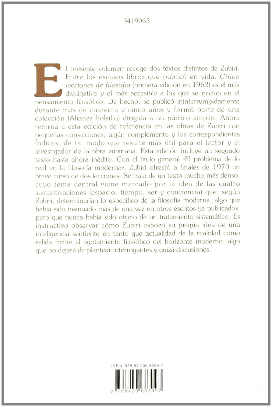 Cinco lecciones de filosofía. Con un nuevo curso inédito: Con Un Nuevo Curso Inedito/ With a Unique New Course (Obras de Xavier Zubiri)