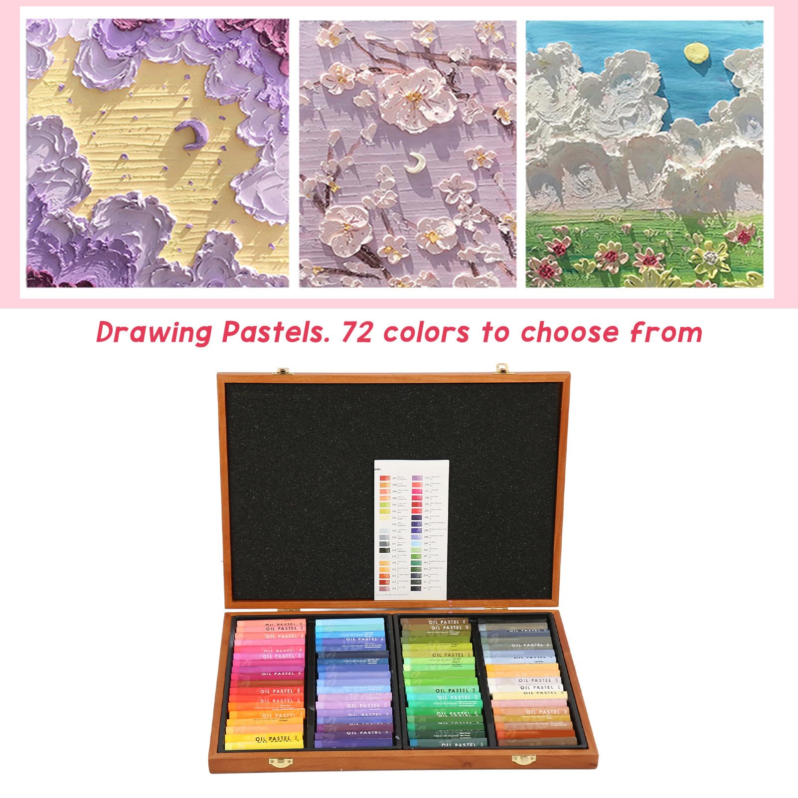 Professionelles Ölpastell-Set mit 72 Farben, weich, mischbar, hochpigmentiert – Künstlerbedarf für Anfänger, Schüler, Maler, Zeichner, Skizzieren, Porträts und Landschaften