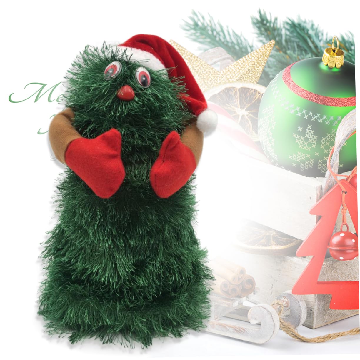 Toyvian Juguete Navideño Papá Noel Adornos Navideños Estatuilla Navideña Árbol De Baile Navideño Muñeca Eléctrica para Girar