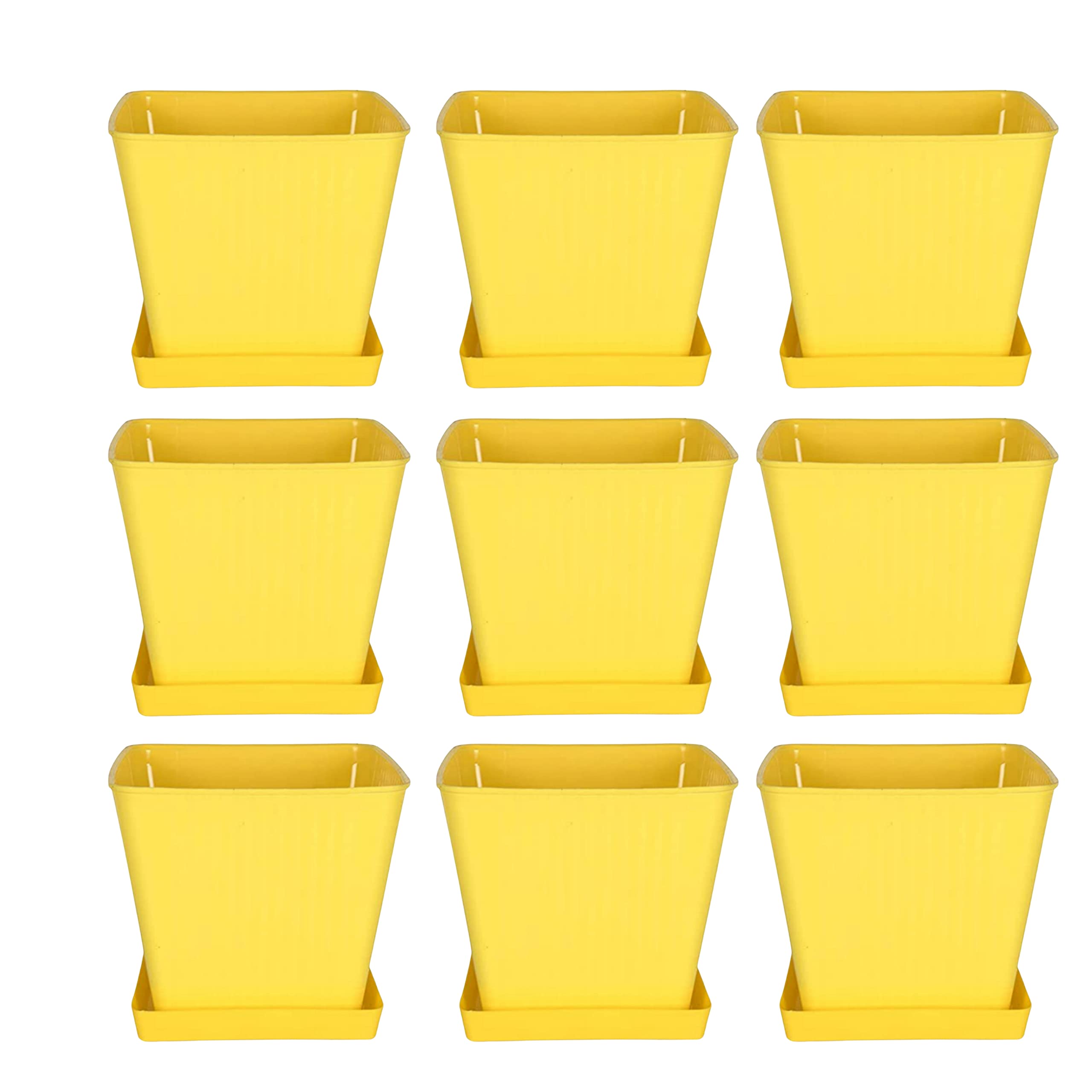 JUSThink Plastic Classic Square Shape Flower Plant Pot with Plate, 11 Inch, Multicolor, for Indoor and Outdoor Gardening, Flowers Pot Gardening Gamla. (Yellow, Pack of 9) (B0BXD2LQLK) Amazon Price History, Amazon Price Tracker