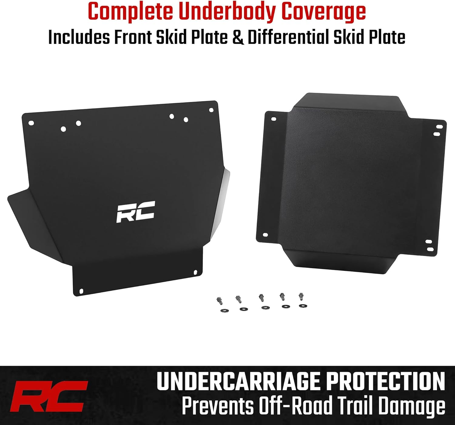 Rough Country Skid Plate Kit for 2024-2026 Toyota Tacoma 2WD/4WD (Non-Hybrid) - 11-Gauge Steel Underbody Armor + Differential Skid, Gloss Black