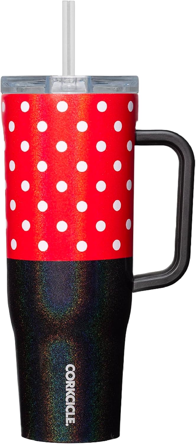 Corkcicle Cruiser Insulated Tumbler with Handle & Straw - Keeps Drinks Ice Cold - Triple-Insulated - Leakproof Travel Mug - BPA-Free - Summer Drinkware Gift - 40 oz, Minnie Mouse