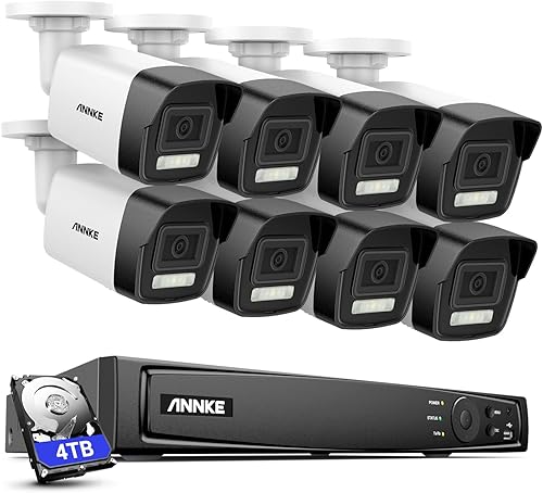 ANNKE Sistema de cámara de seguridad H800 16CH 4K PoE con detección de movimiento de vehículos humanos, NVR H265+ de 8 MP y 8 cámaras Bullet IP