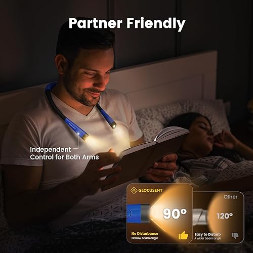 Vista 49 de Glocusent - Luz de lectura para el cuello, 3 colores, 6 niveles de brillo, brazos flexibles, recargable, larga duración, perfecta para leer