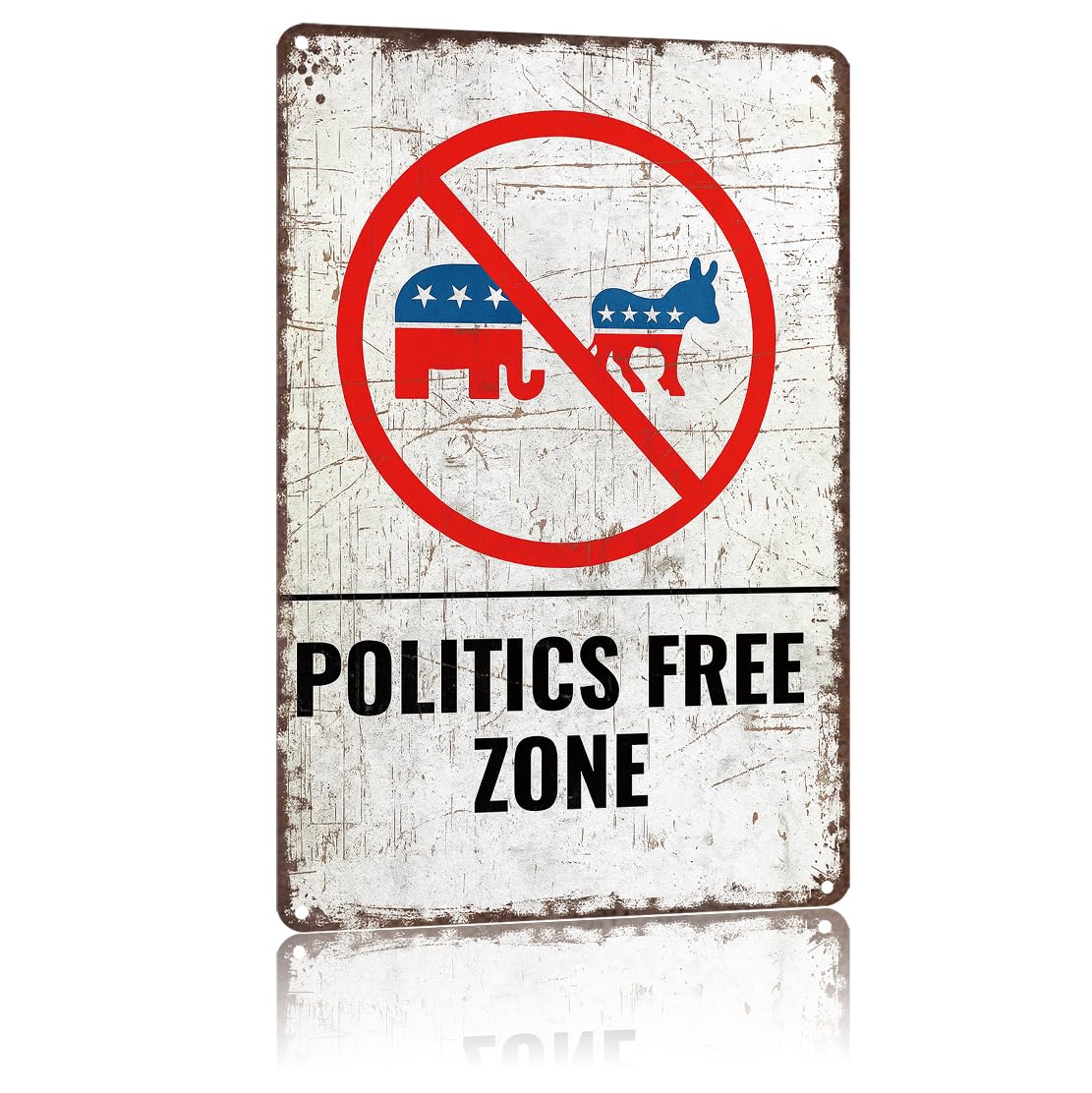 KWQDOZF Funny Metal Signs Poster 8x12inch Politics Free Zone Aluminum Sign Wall Art For Home Room Bedroom Office Decor