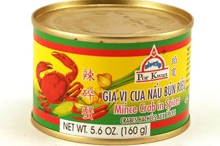 Por Kwan Minced Crab in Spices, 2 x 5.6oz Cans - Authentic Thai Crabmeat for Soups & Dishes