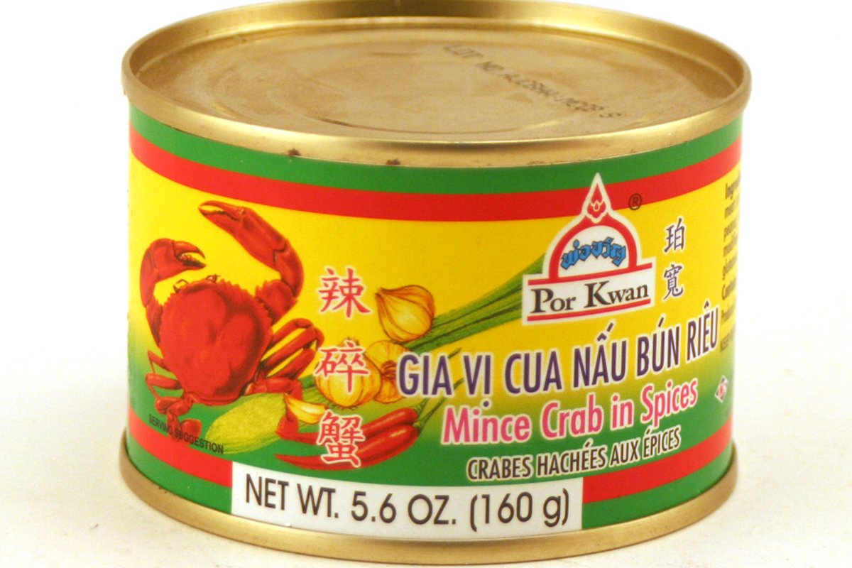 Por Kwan Minced Crab in Spices, 2 x 5.6oz Cans - Authentic Thai Crabmeat for Soups & Dishes