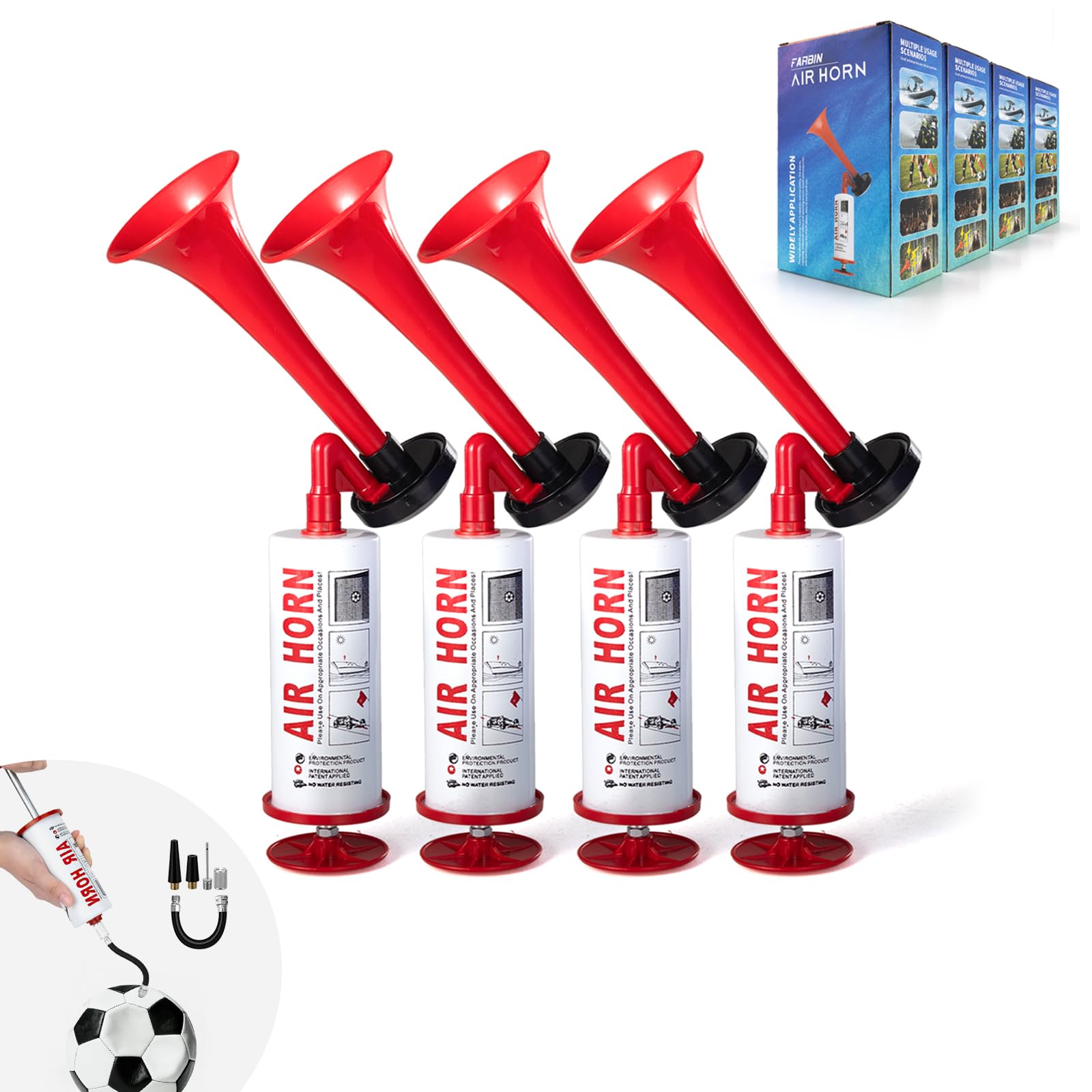 FARBIN Air Horns Marine and Sports Pump Air Horn, Handheld Signal Boat Horn