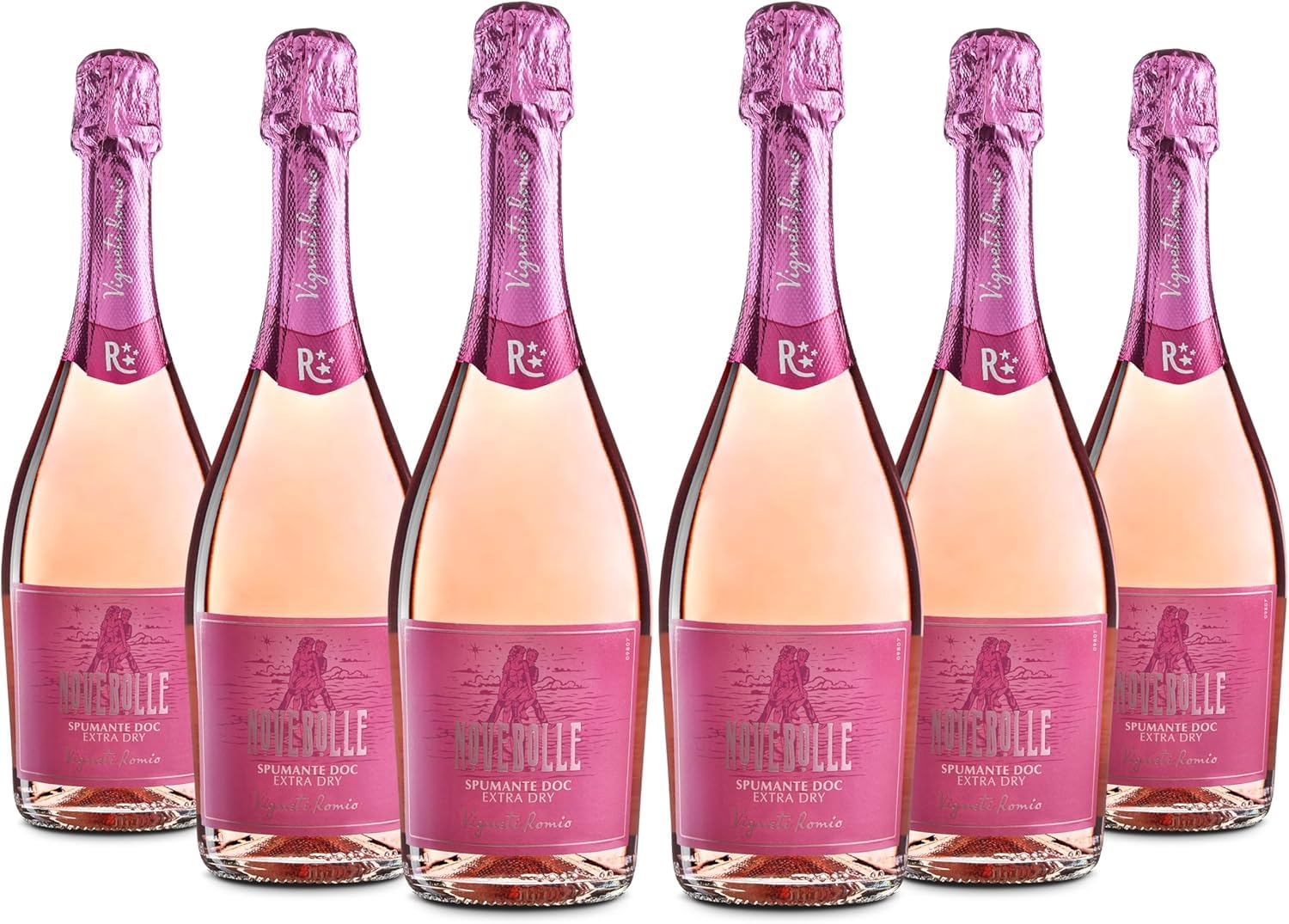 Vigneti Romio Schaumwein Rosé Novebolle Romagna DOC, ein frischer Wein mit Noten roter Früchte und Pfirsich, 11,5 Prozent Vol., Karton mit 6 Flaschen 750 ml