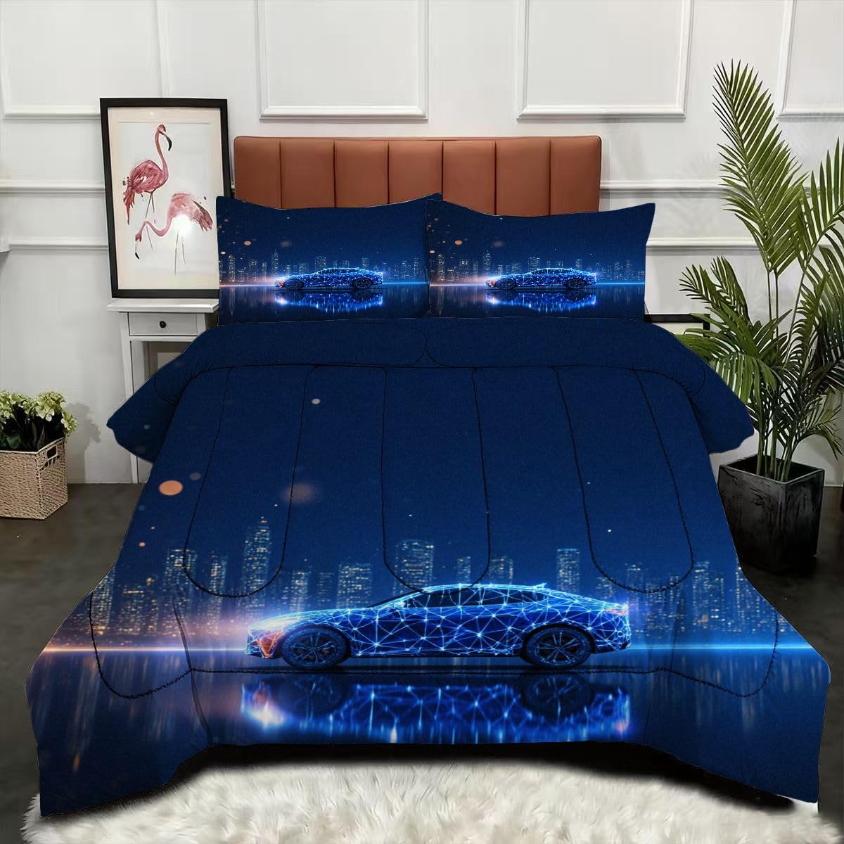 Couette 240 x 260 cm voiture de sport 3D le cadeau idéal pour ados passionnés