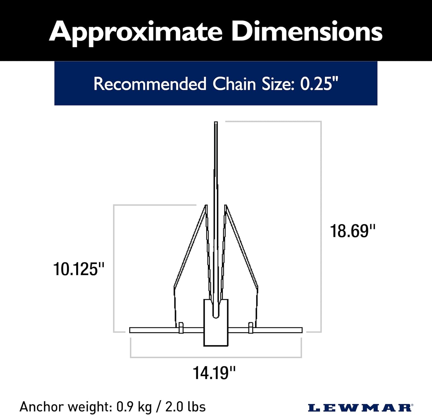 Lewmar 4 lb. LFX Fluke Anchor for Boats Anchoring in Mud or Sand, Aluminum