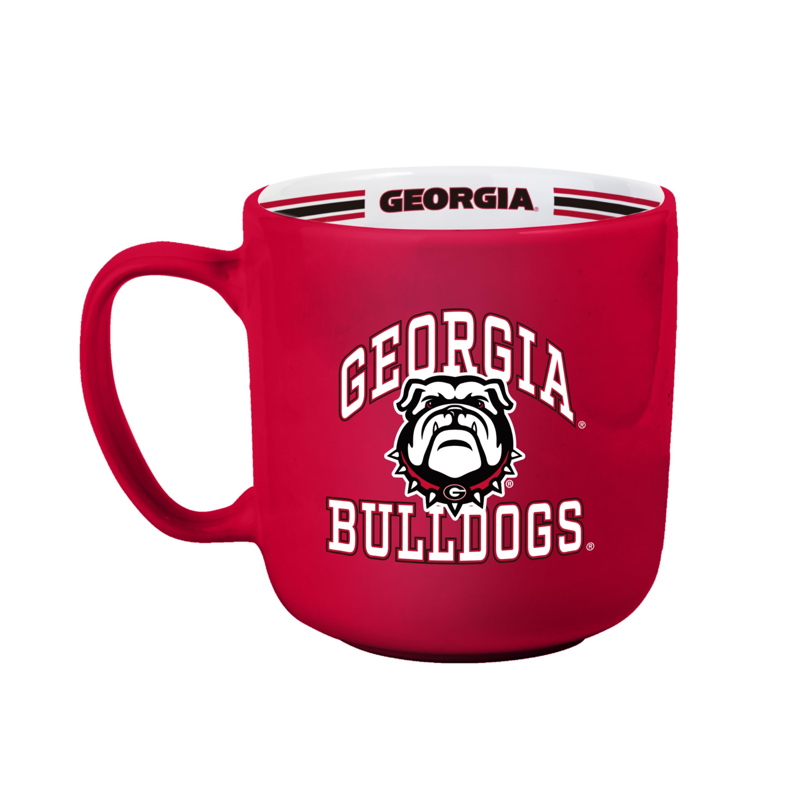 Logo Brands NCAA Georgia Bulldogs 15oz Stripe Mug - Team Logo, Inside Print, Standard Handle, Microwave &amp; Dishwasher Safe