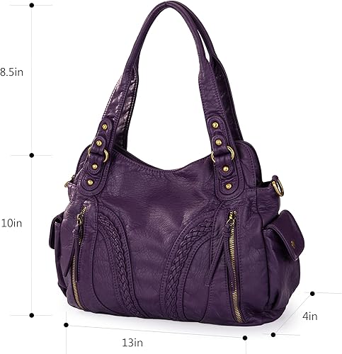 Miniatura 6 de Montana West Bolsos Hobo de cuero lavado para mujer, bolsos espaciosos con correa cruzada