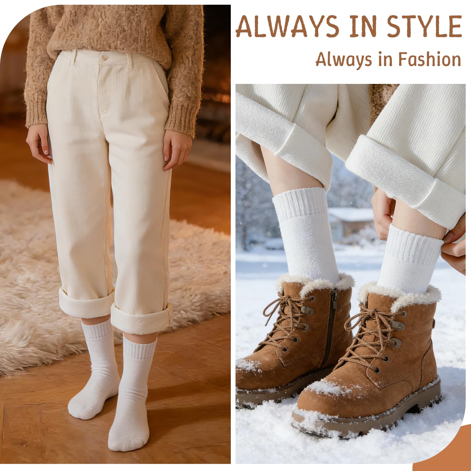 Hocerlu Calze Termiche Donna, 5 Paia Calzini Calde Invernali Donna, Calzettoni Termici Spugna Morbidi Comodi, Per Passeggiate Escursioni Lavoro Regali, Taglia 35-42