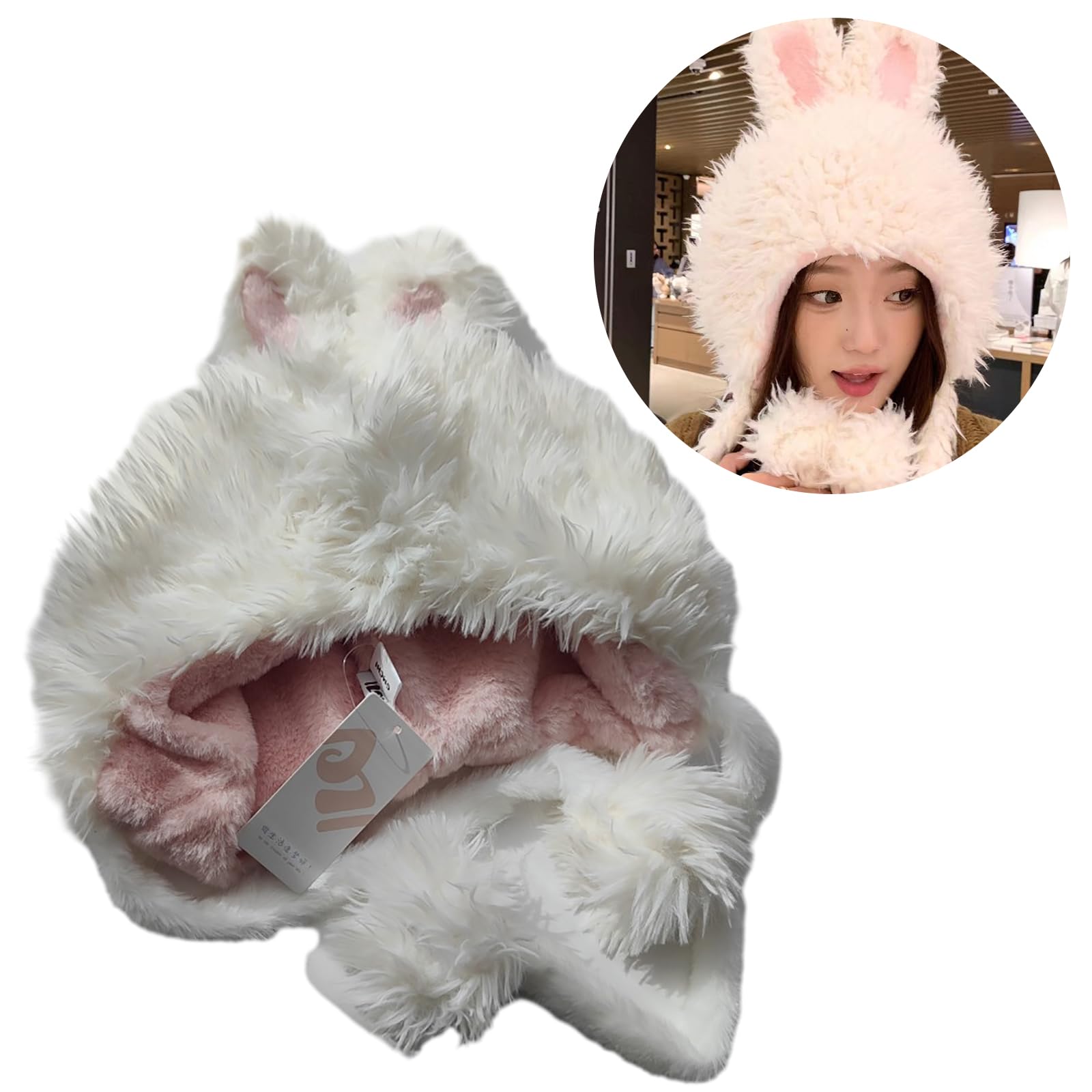 Plush Ear Muff Hat for Girls Women Windproof Earflap Hat for Outdoor Activity Casual Hat Gray