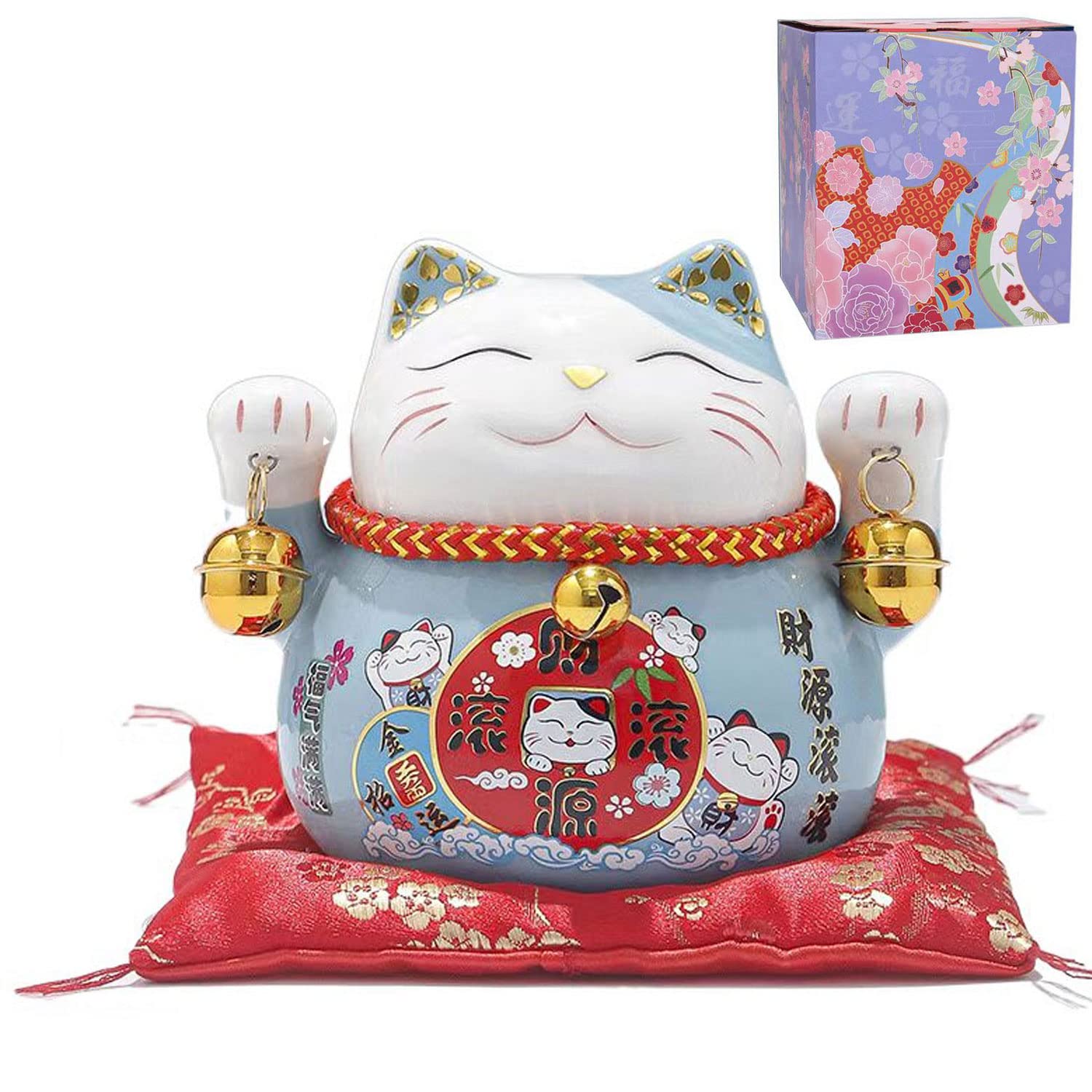 千万両 招き猫 貯金箱 インテリア 置物 オブジェ お祝い 座布団付き 千万両 招き猫 貯金箱 インテリア 置物 オブジェ お祝い 座布団付き
