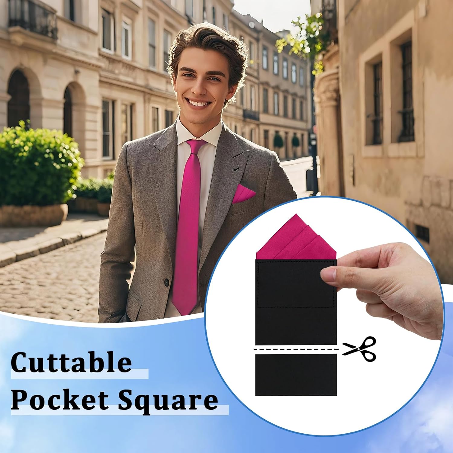 Prefolded Pocket Squares for Men Suit Solid Color Triangles Men's Handkerchiefs for Jacket Wedding Business Party - Image 6