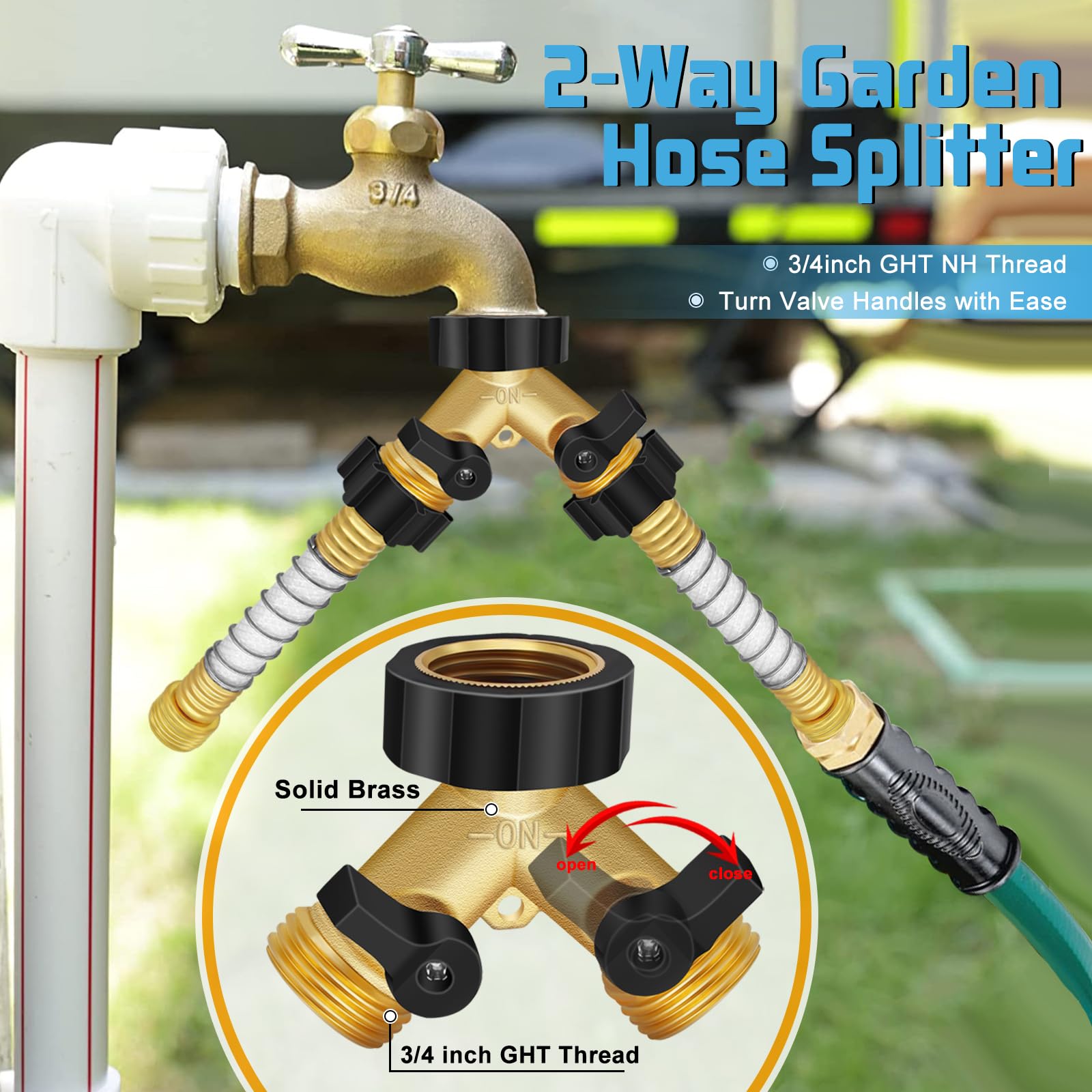 Boltigen Kit regulador de presión de agua para RV, kit de manguera de agua dulce RV con filtro de agua en línea, codo de latón, divisor de manguera, conexiones rápidas de manguera, conector flexible