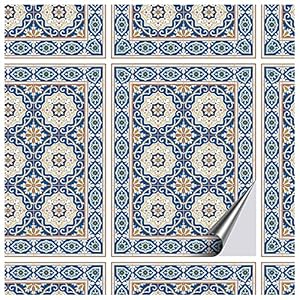 FoLIESEN tegelstickers – tegelstickers badkamer – tegelsticker keuken – Orientalische Azulejos – 16 plaktegels.:15×20 cm / 16-tlg. Set