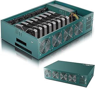 8GPU Mining Rig Complete Crypto Miner with Windows10,Including 8GPU Mining Motherboard 2000W Power Supply,CPU,SSD,4G RAM, 8 GPU Mining Case for ETC/LTC/XHV/Monero/Ravencoin(Without GPU)