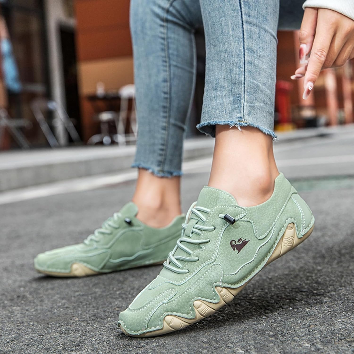 Driving Shoes for Women Casual Breathable Slip On Shoe Anti-Slip Hiking Sports Walking Shoes Comfortable Retro Lightweight Outdoor Sneakers Fashion Sneaker
