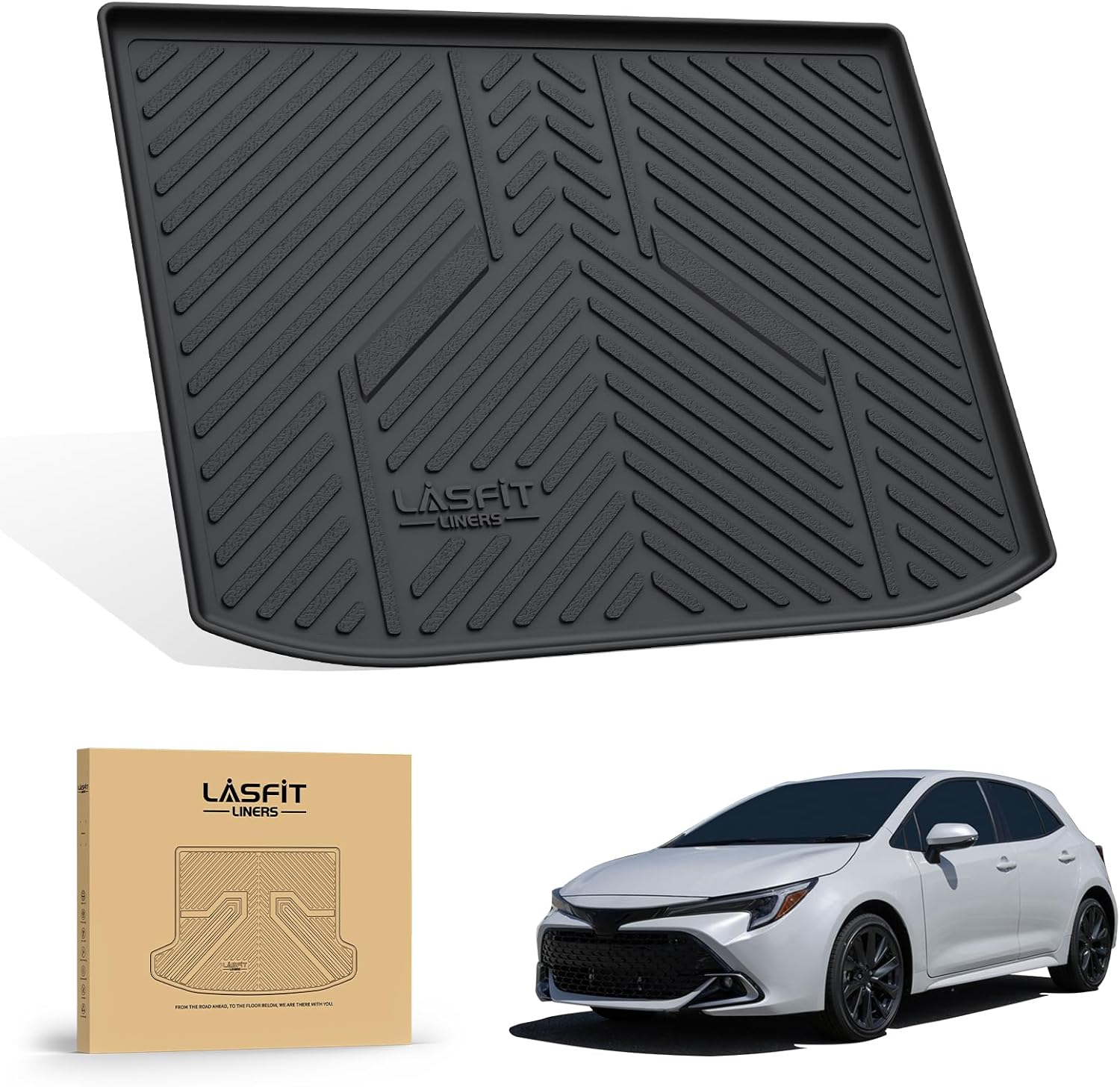LASFIT Cargo Mat for Toyota Corolla Hatchback 2019-2026, Custom Fit All-Weather TPE Rubber Trunk Mat for Toyota Corolla Accessories, Waterproof, Easy to Clean, Black - Image 9