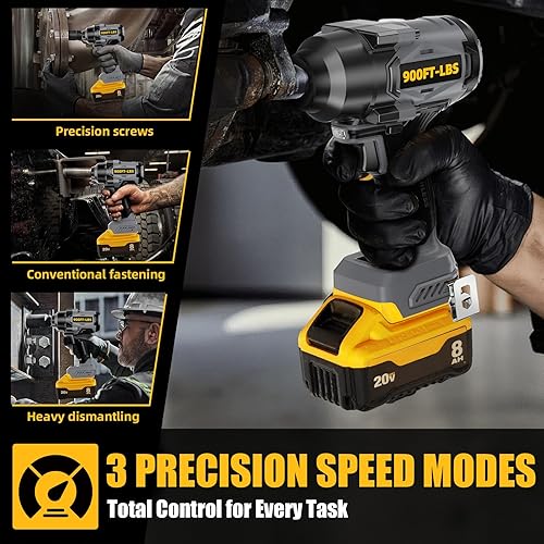Miniatura 6 de 900 pies-libras (1200 N.m) llave de impacto inalámbrica de 1/2" sin escobillas, compatible con baterías DeWAL 20V MAX, 3 velocidades de alto par,